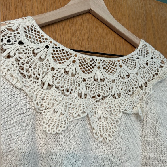 Democracy crochet sweater Large long sleeve top knit sweater lace crochet detail - Picture 13 of 14